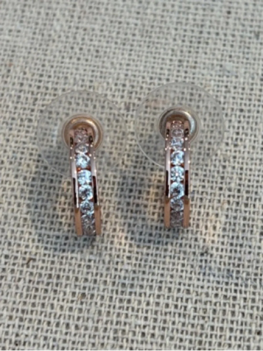 Park Lane “Classique” Rose Gold Huggie Hoop Earrings with CZ Accents